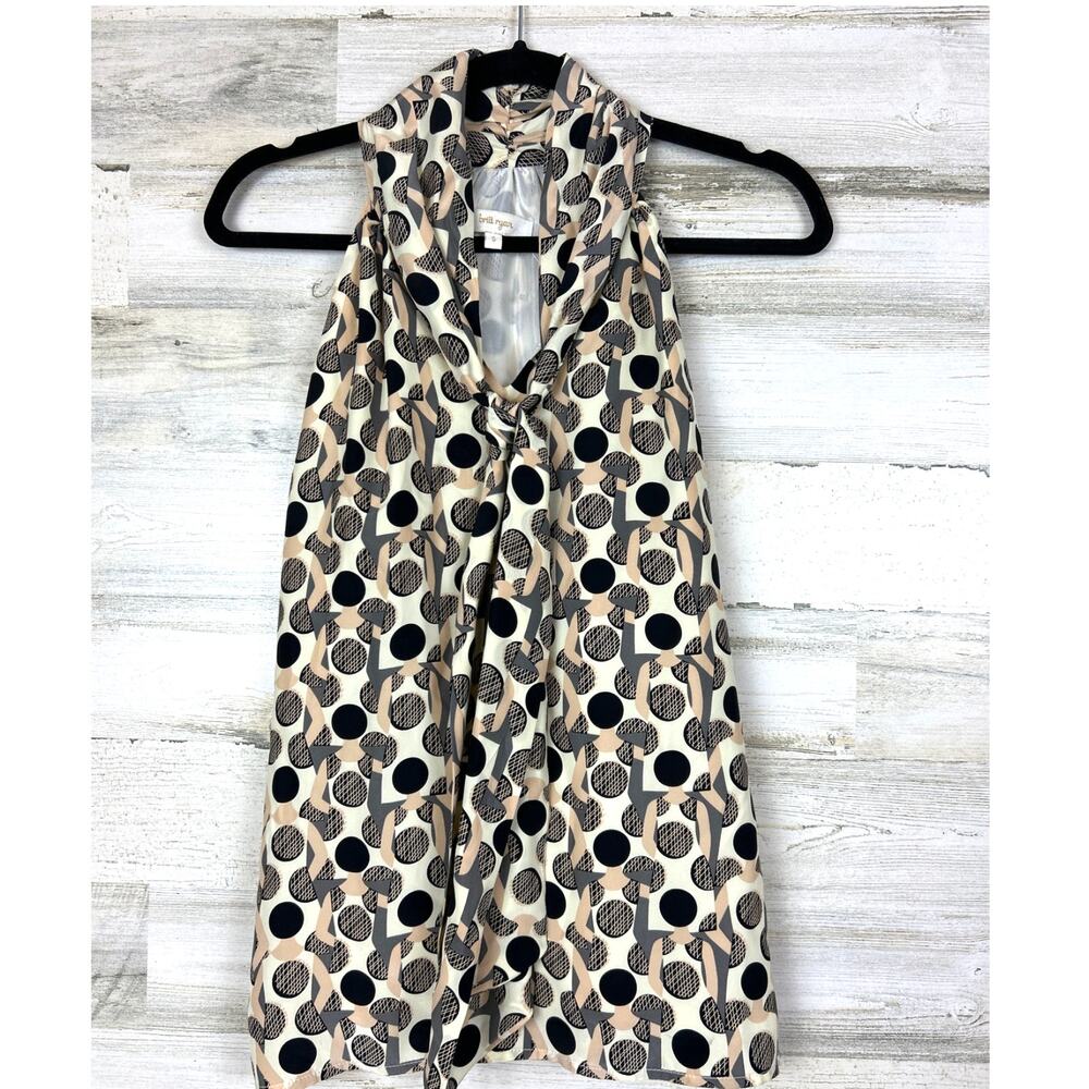 Britt Ryan Womens S Black Peach 100% Silk Sleeveless Pullover Lined Blouse NEW